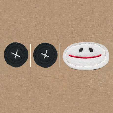 Noggin Nanimals - Sock Monkey Face (Applique)Split