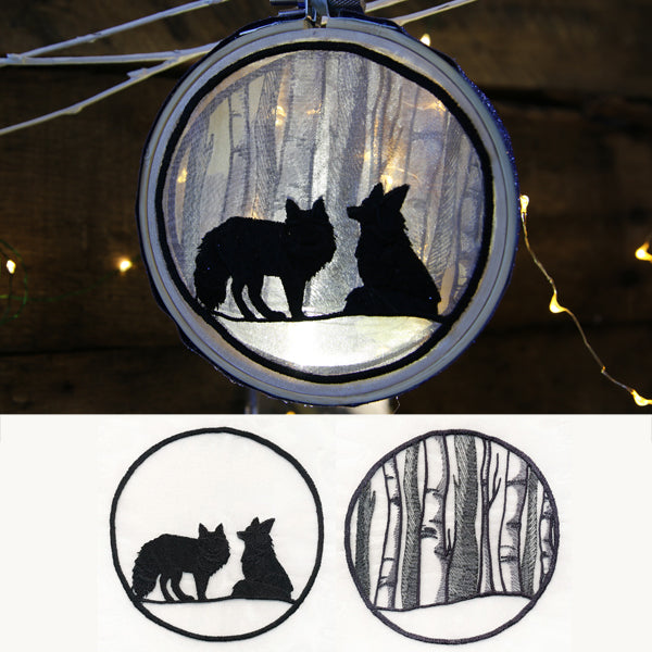 Winter Woodland Foxes Shadowbox (Organza)