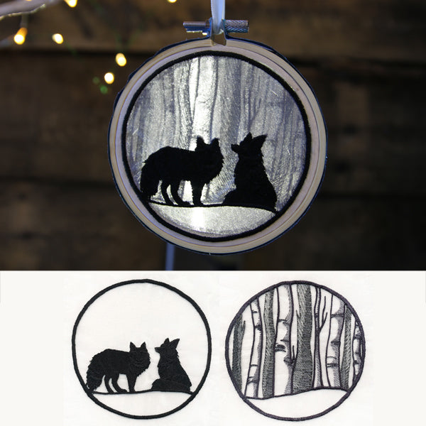 Winter Woodland Foxes Shadowbox (Organza)