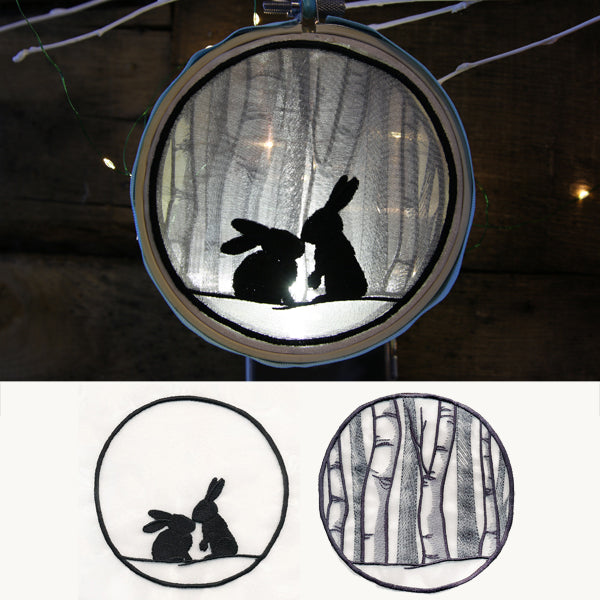 Winter Woodland Bunnies Shadowbox (Organza)