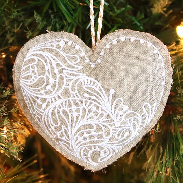 Rustic Heart Ornament (In-the-Hoop)