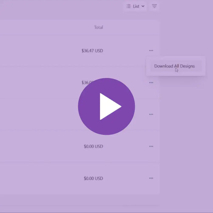 Purple interface with a play button and text on a light purple background
