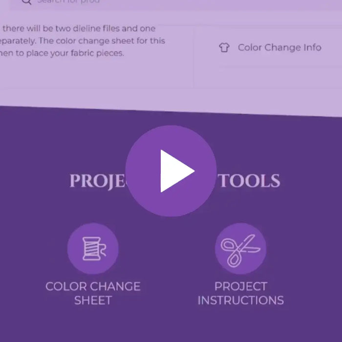 Purple interface with 'Project Tools' and icons for color change sheet and project instructions.